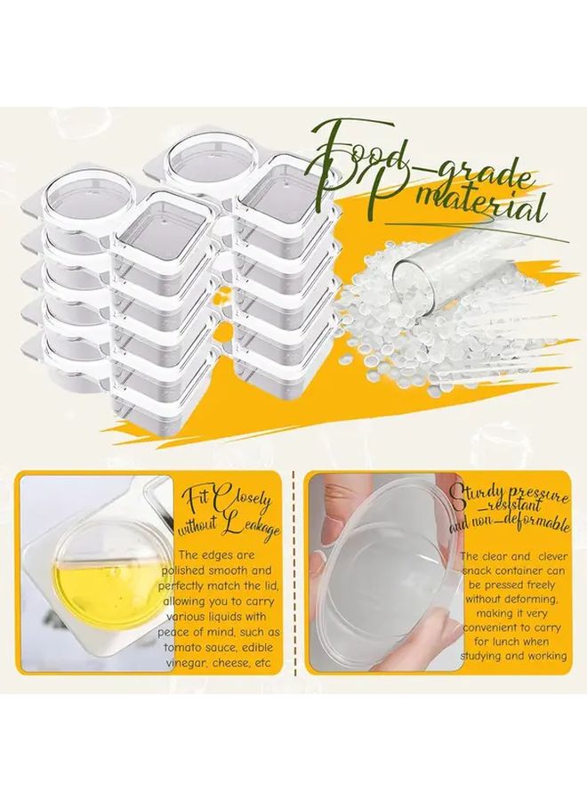 Clear 20 Pack Reusable Plastic Snack Containers With Lids 2 Compartment Lunch Box For Portion Control - Image 3